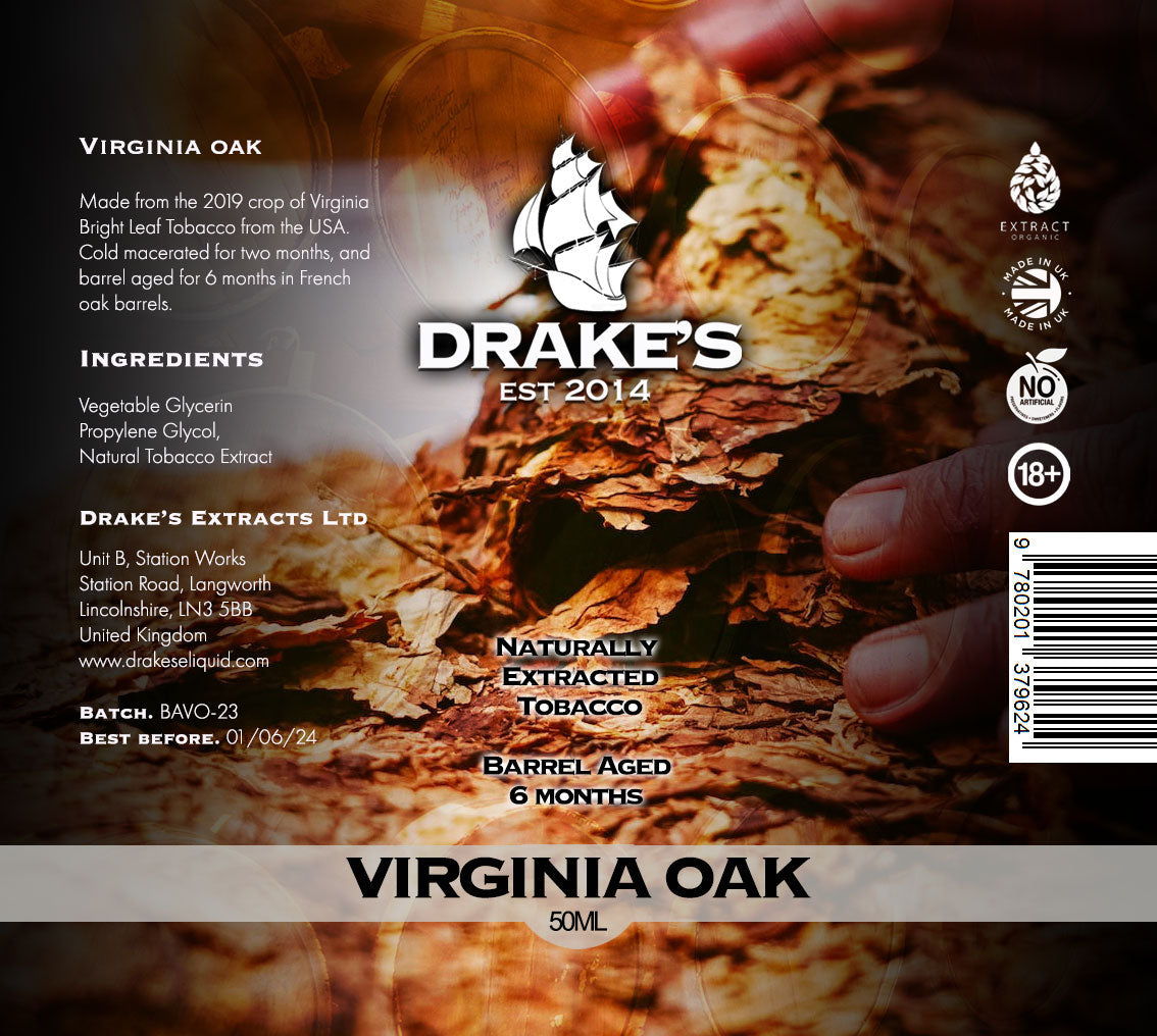 Virginia Oak - Barrel Aged Tobacco E-liquid Drake's E-Liquid