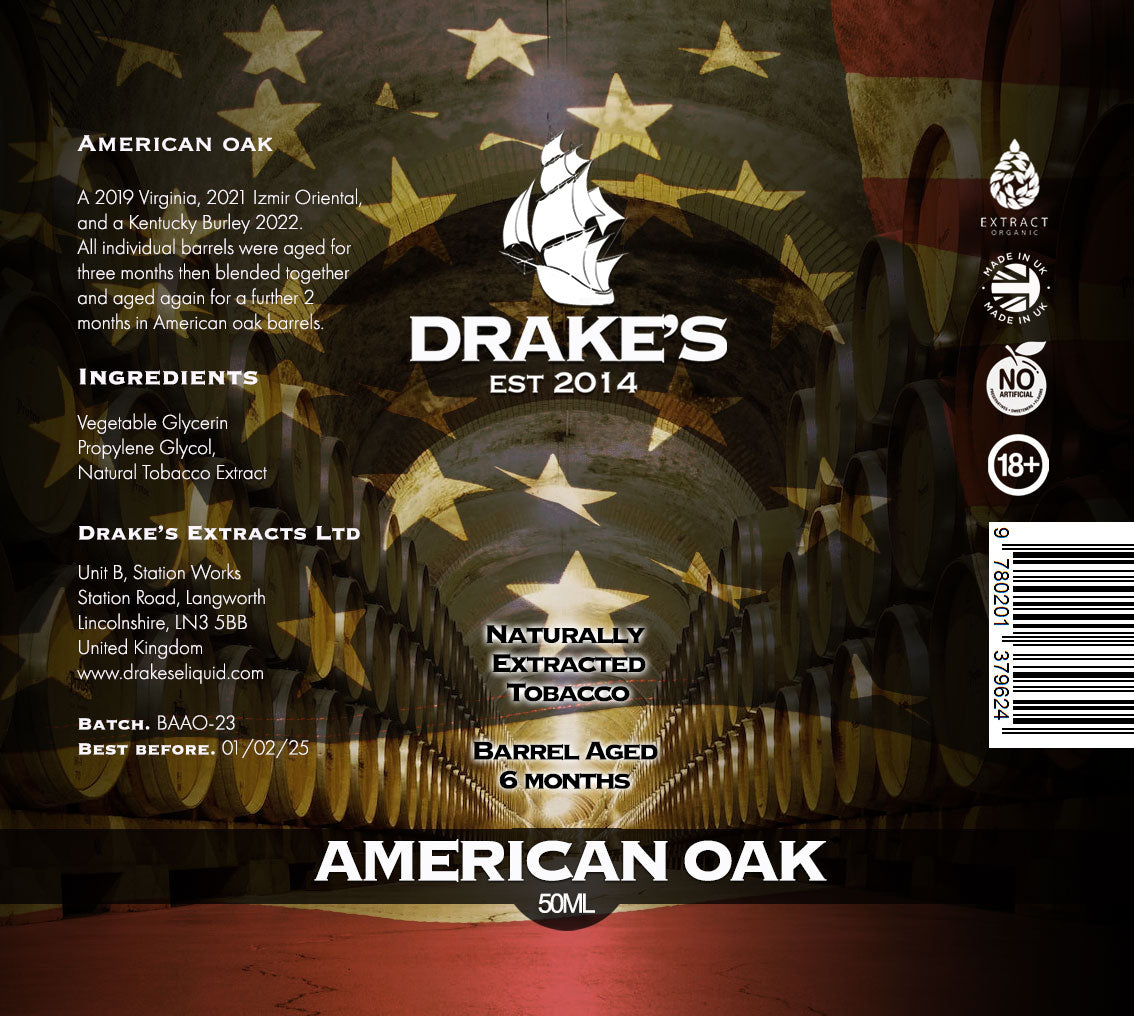 American Oak - Barrel Aged Tobacco E-liquid Drake's E-Liquid