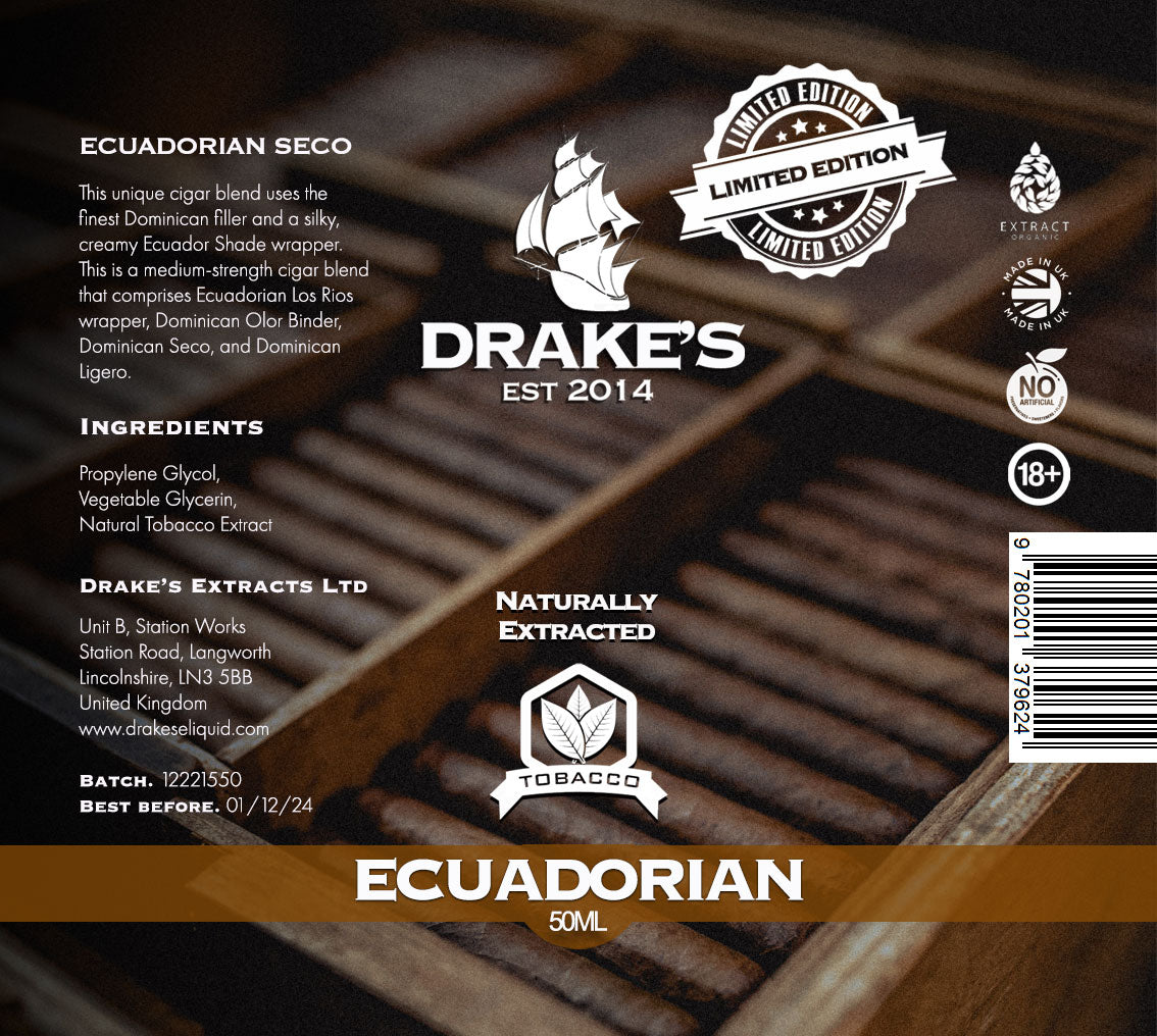Ecuadorian Seco Cigar E-Liquid Drakes eliquid