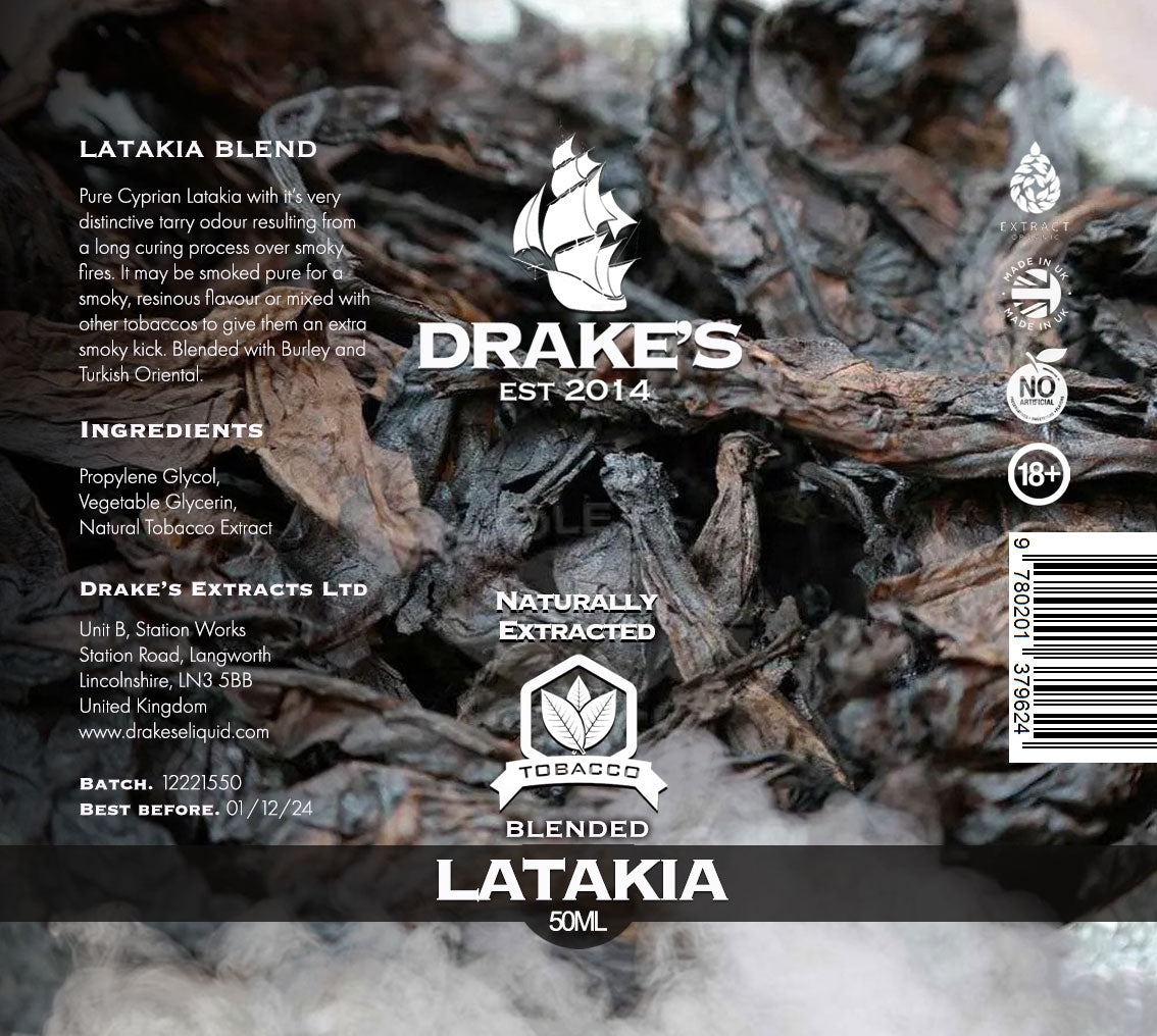 Latakia Pipe Tobacco E-liquid Drake's E-Liquid