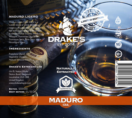 Maduro Ligero Cigar 50ml Drake's E-Liquid