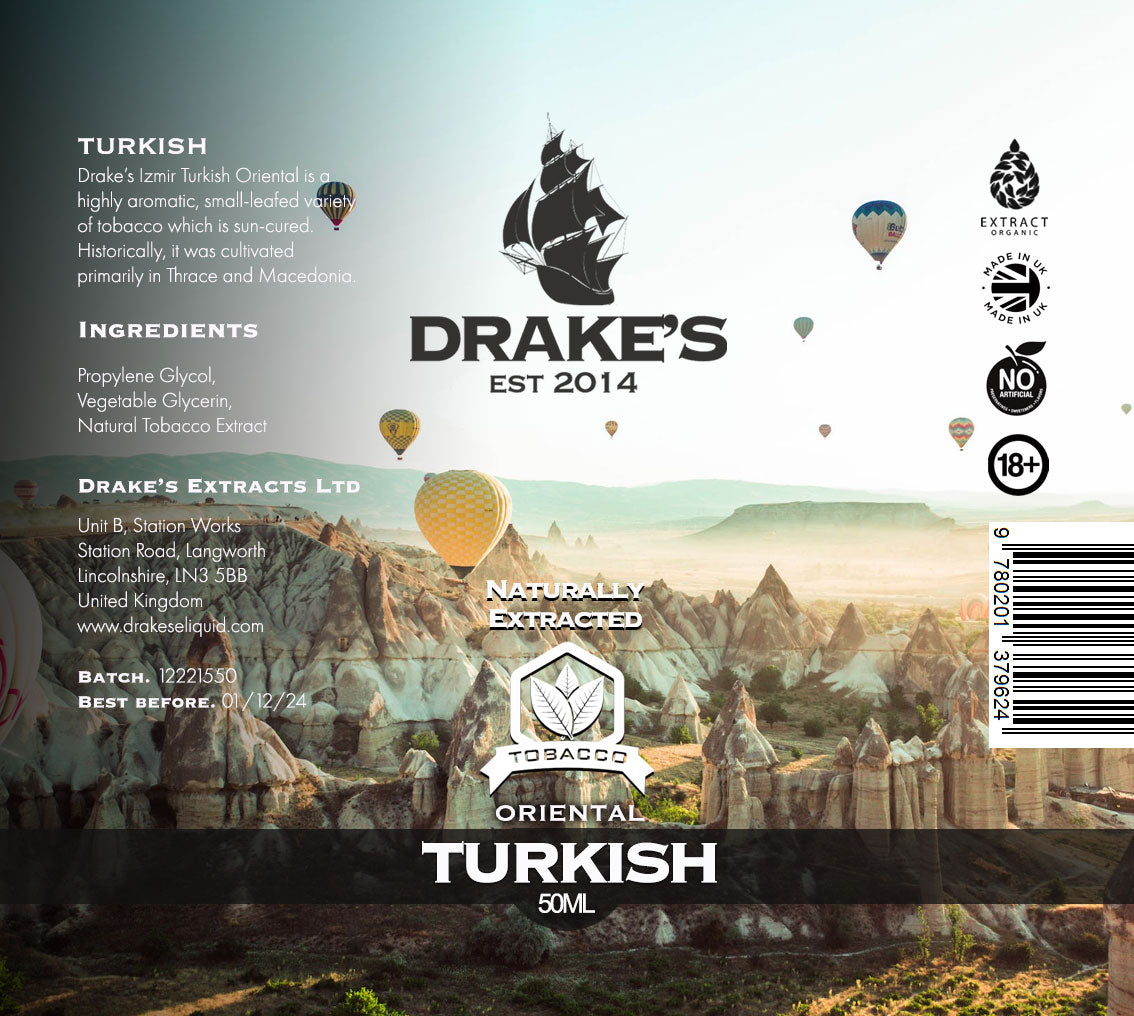 Turkish Oriental Tobacco E-liquid Drake's E-Liquid
