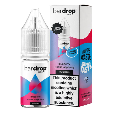 Blueberry Sour Raspberry 10ml Nic Salt By Bar Drop Salts - Prime Vapes UK