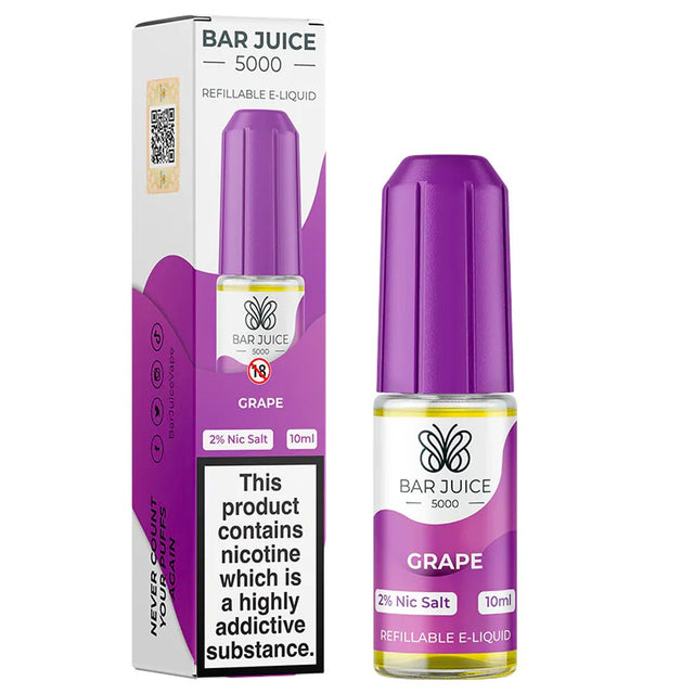 Grape 10ml Nic Salt E-liquid By Bar Juice 5000 Prime Vapes UK