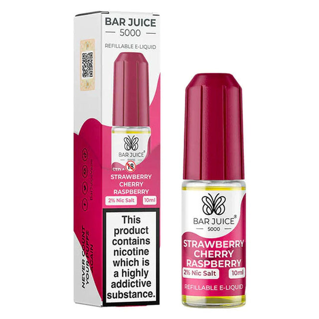 Strawberry Cherry Raspberry 10ml Nic Salt E-liquid By Bar Juice 5000 Prime Vapes UK