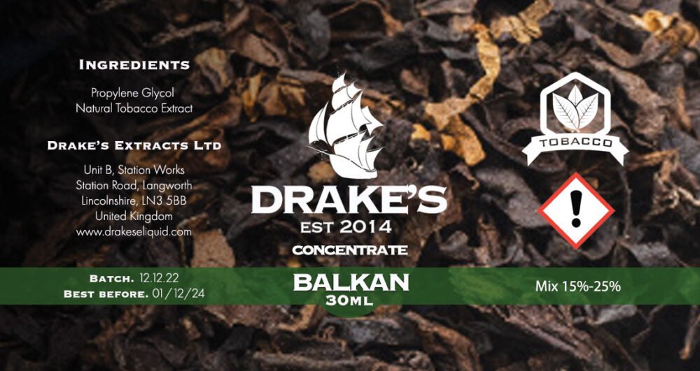 30ml-Balkan Balkan Blend Concentrate Drake's E-Liquid