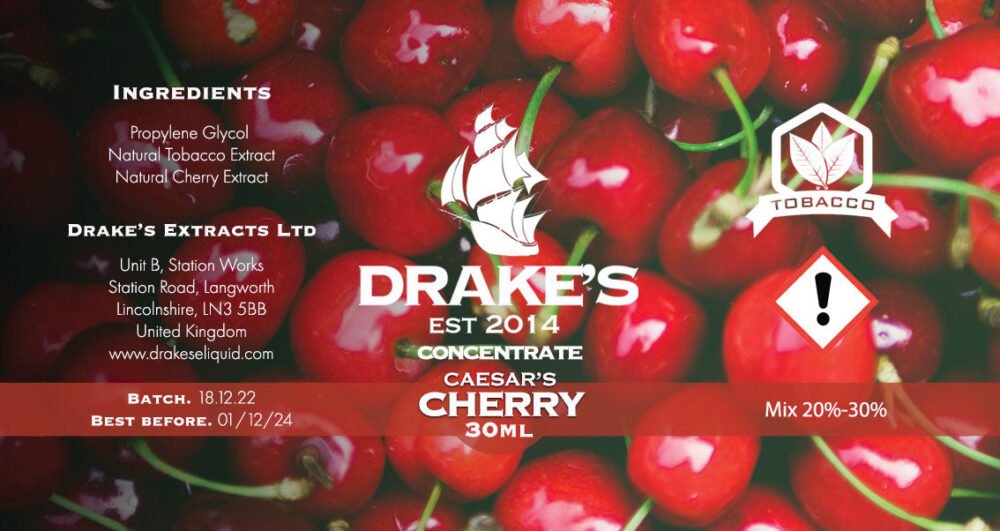30ml-Cherry Caesar’s Cherry Concentrate Drake's E-Liquid