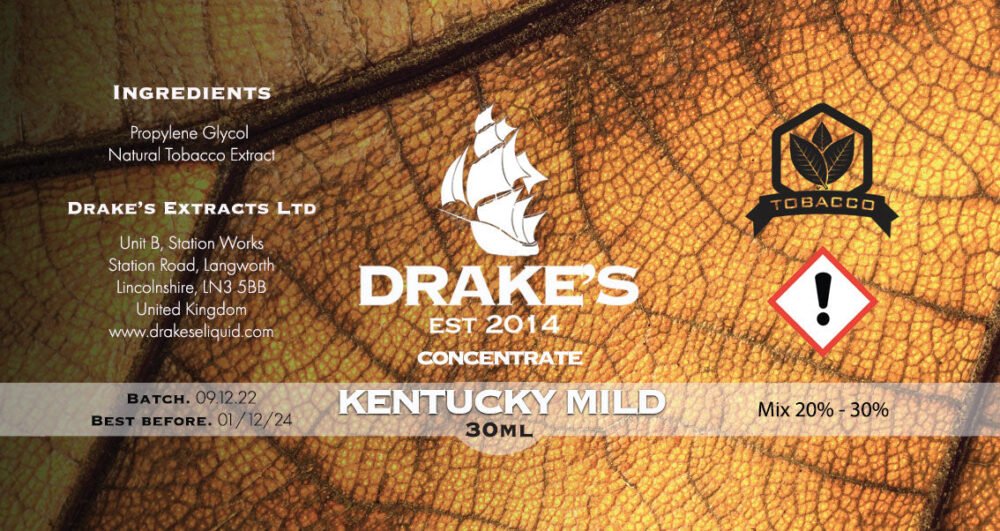 30ml-MILD Kentucky Mild Concentrate Drake's E-Liquid