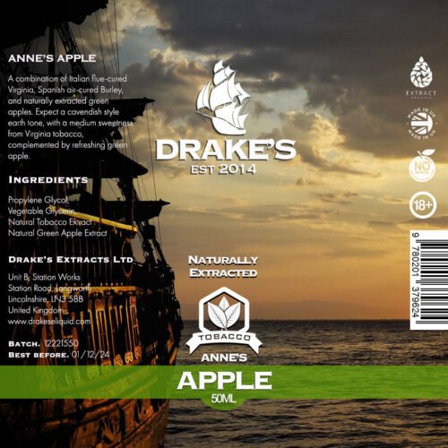 Annes-apple-50ml-shortfill Anne's Apple Tobacco E-Liquid Drake's E-Liquid
