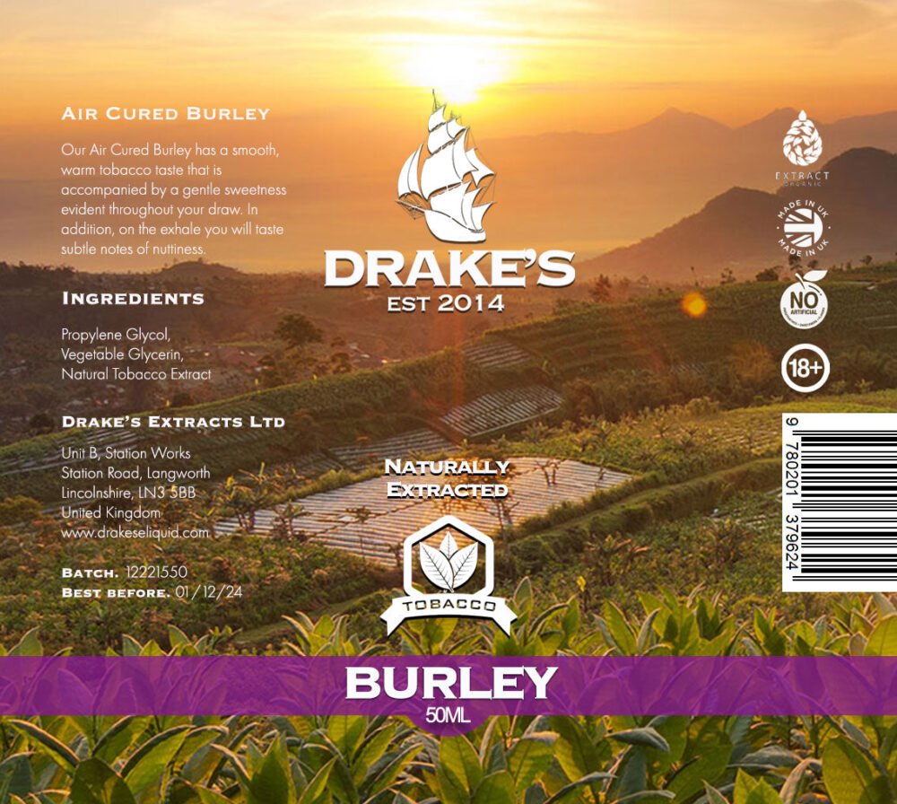 Burley-50ml-shortfill Burley Tobacco E-Liquid Drake's E-Liquid