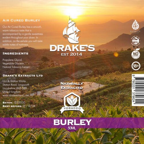 Burley-50ml-shortfill Burley Tobacco E-Liquid Drake's E-Liquid