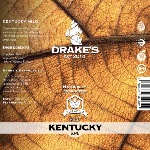 MILD-KENTUCKY-50ml-shortfill Kentucky Mild Tobacco E-Liquid Drake's E-Liquid