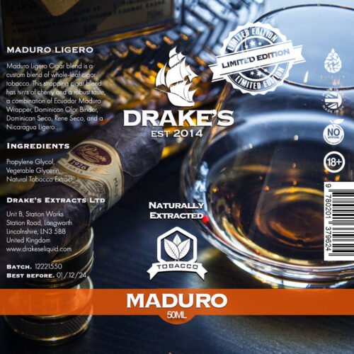 Maduro Ligero Cigar 50ml Drake's E-Liquid