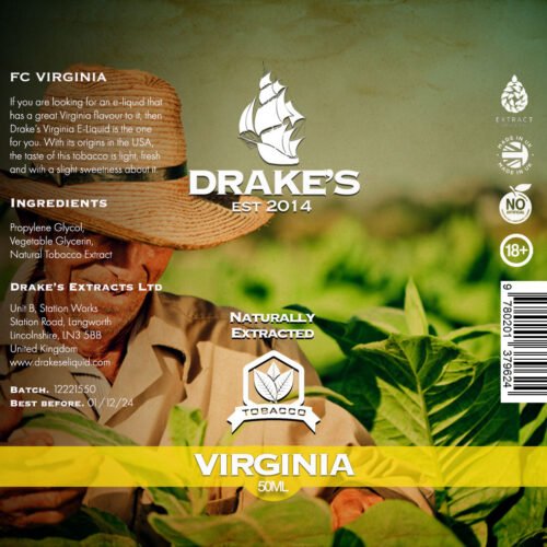 Virginia Tobacco E Liquid 50ml Drake's E-Liquid